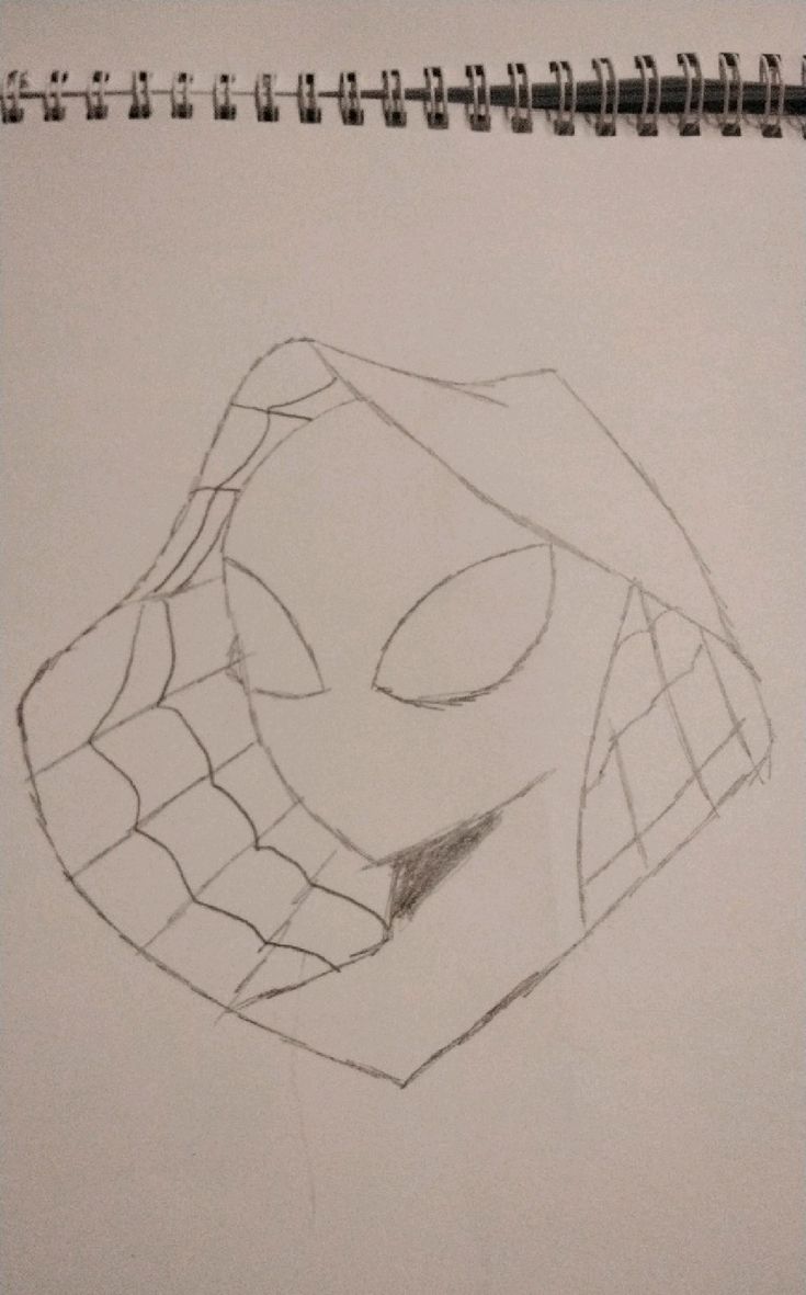 a pencil drawing of a spiderman face