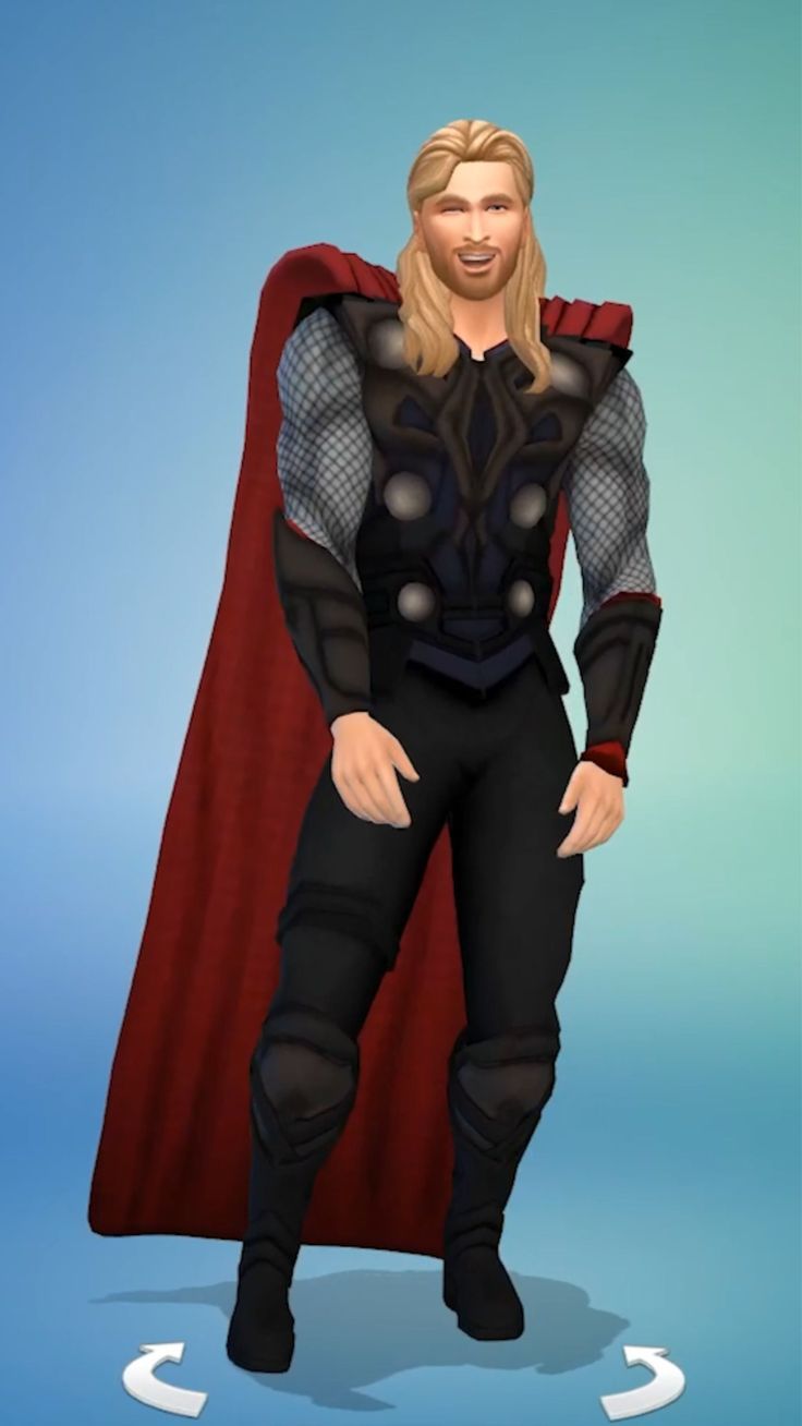 a man dressed as thor is standing in front of a blue background