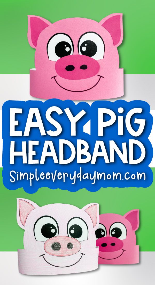 easy pig headbands for kids to make with paper and construction material, perfect for making