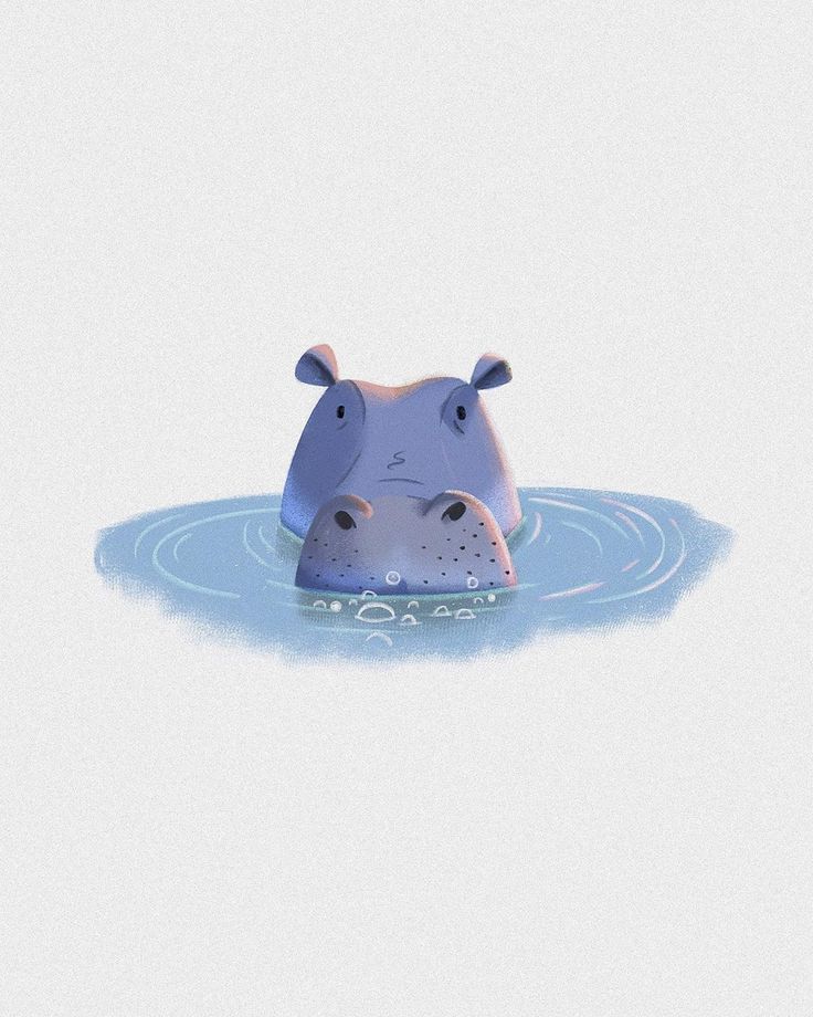 a hippopotamus floating in the water with its head above the water's surface