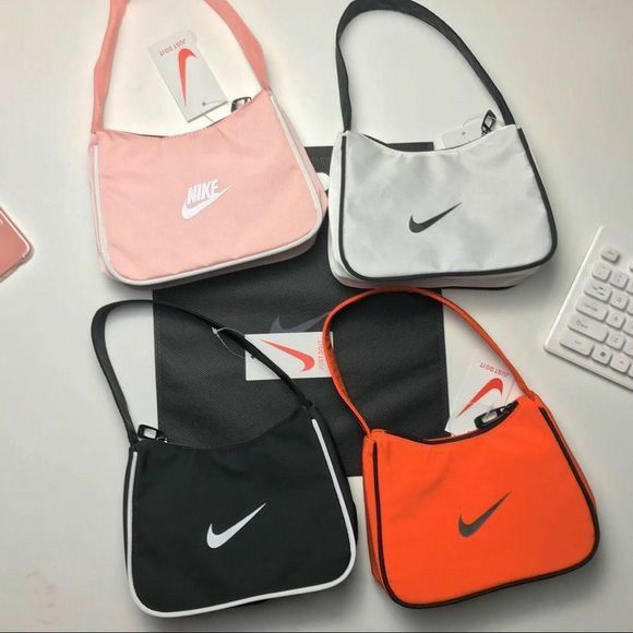 Nike Handbag, Nike Shoulder Bag, Reworked Bag, Nike Handbags, Bag Nike, Nike Bags, All Nike Shoes, Girly Bags, Crochet Bags Purses