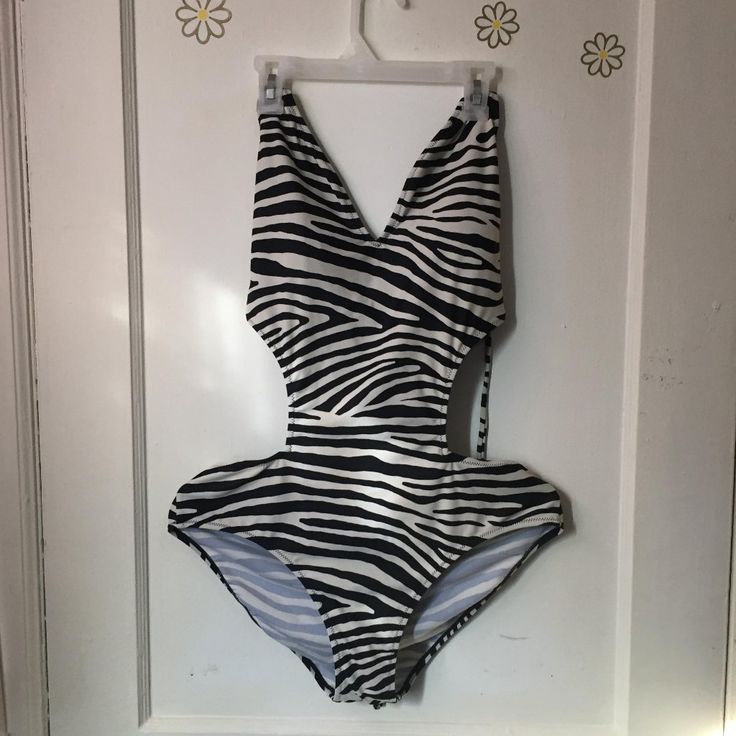 Zebra Print One Piece Swimsuit 100% Nylon *Brand New* By: Betty's Beach Bungalow Fitted Zebra Print Swimwear For Summer, Summer Beachwear With Zebra Print, Summer Zebra Print Beachwear, Zebra Print Swimwear For Summer Beach, Summer Swimwear With Zebra Print, Zebra Print Swimwear For Sunbathing In Summer, Black Zebra Print Swimwear For Beach Season, Zebra Print Swimwear For Sunbathing, Zebra Print Beachwear Swimwear For Sunbathing