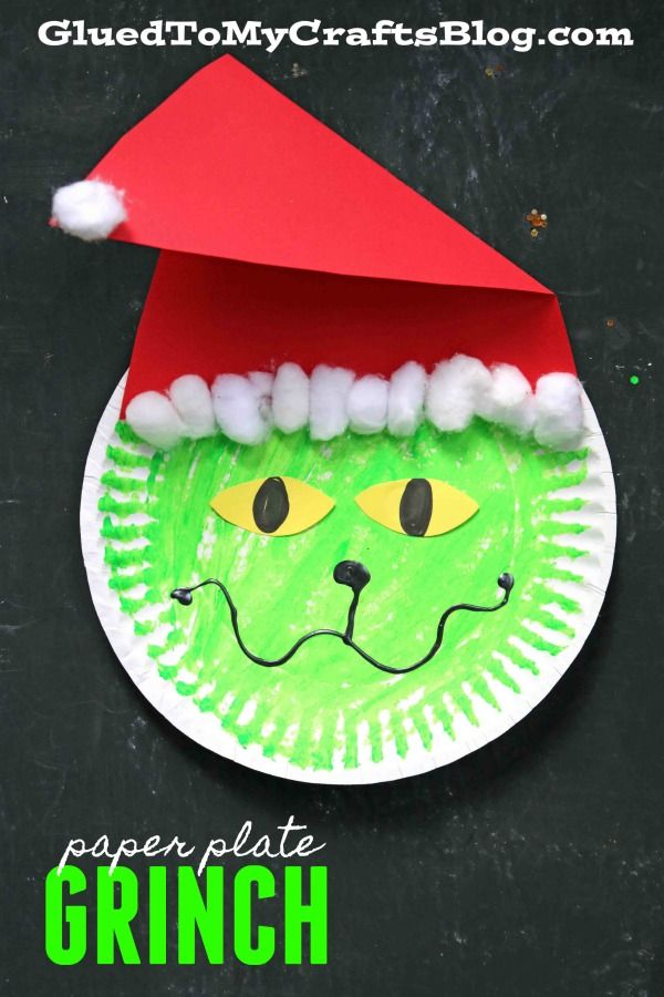 this paper plate grino craft is so cute and easy to make it looks like santa's hat