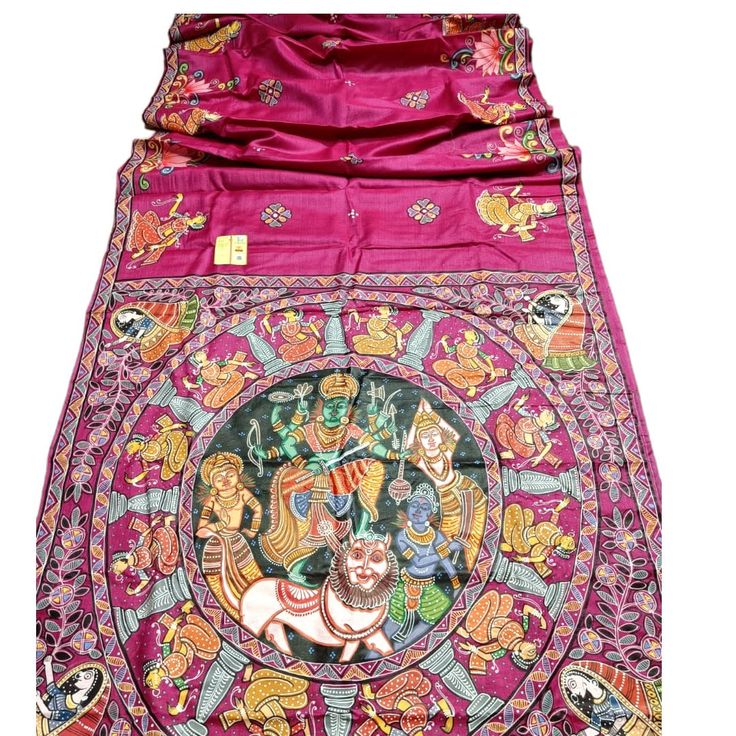 "Introducing our exquisite Durga Puja Special Hand painted Pattachitra Tussar Silk Saree! Perfectly capturing the essence of the festive season, this saree is an artistic masterpiece that combines traditional Pattachitra art with the luxurious touch of Tussar silk. Each intricate design on this saree is meticulously hand-painted by skilled artisans, showcasing the vibrant colors and intricate detailing that Pattachitra is known for. The lightweight and smooth texture of the Tussar silk adds a so Artistic Silk Dupatta With Pallu, Artistic Silk Dupatta With Traditional Drape, Artistic Silk Saree With Traditional Patterns, Artistic Silk Traditional Wear With Patterns, Artistic Silk Saree For Festive Occasions, Artistic Festive Traditional Wear With Traditional Patterns, Festive Artistic Traditional Wear With Traditional Patterns, Artistic Tussar Silk Festive Dupatta, Festive Artistic Tussar Silk Dupatta