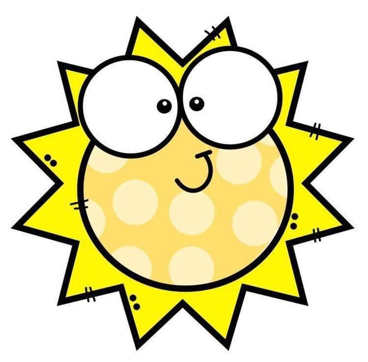 a cartoon sun with big eyes