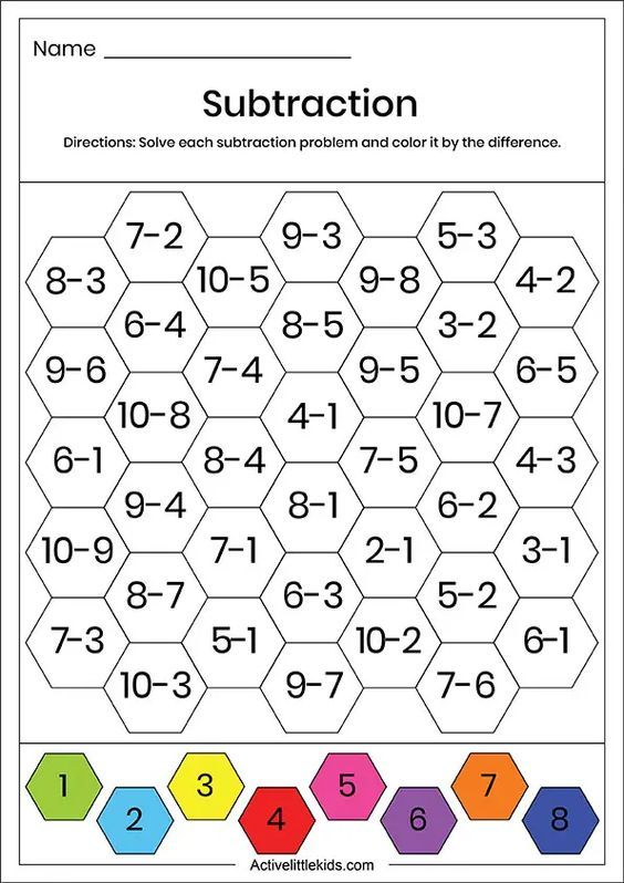 the subtraction worksheet for numbers 1 - 10 is shown in this image