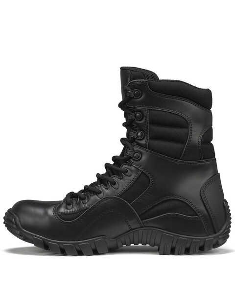 Belleville Men's TR Khyber Lightweight Military Boots, Black Slip-resistant Lace-up Combat Boots For Outdoor, Slip-resistant Round Toe Combat Boots For Hiking, Rugged High-top Shock Resistant Boots, Lace-up Work Boots With Vibram Sole, Leather Shock Resistant Boots For Outdoor Activities, Shock Resistant Leather Boots For Outdoor Activities, Leather Boots For Outdoor Activities With Shock Resistance, Shock Resistant High-top Leather Hiking Boots, Leather High-top Shock Resistant Hiking Boots