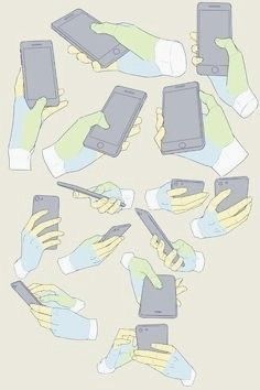 several hands holding cell phones in different positions