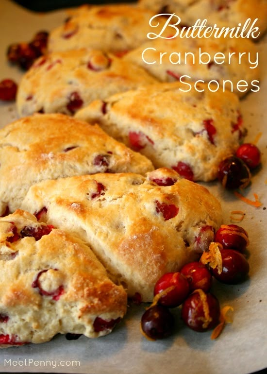 buttermilk cranberry scones on a baking sheet