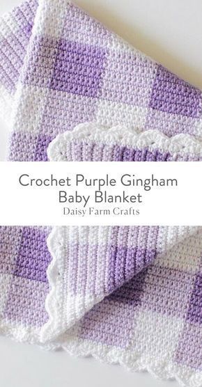 three crochet afghan blankets with text overlay that reads 8 crochet gingham blanket patterns