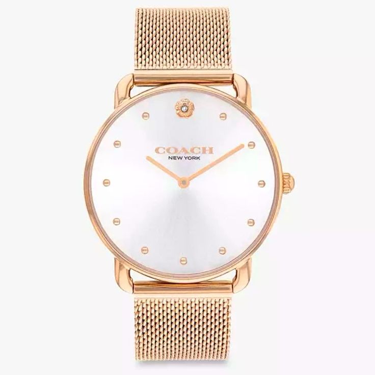 Rose Gold Metal, Nwt Coach Watches With Diamond Hour Markers And Round Dial, Coach Watch With Diamond Hour Markers, Coach Jewelry With Diamond Hour Markers, Coach Luxury Rose Gold Watch, Elegant Silver Coach Watch, Luxury Rose Gold Coach Watch, Coach Watch, Coach Accessories, Rose Gold Metal