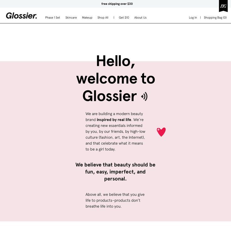 the website for glosser is shown with pink and black text that reads hello, welcome to glosser