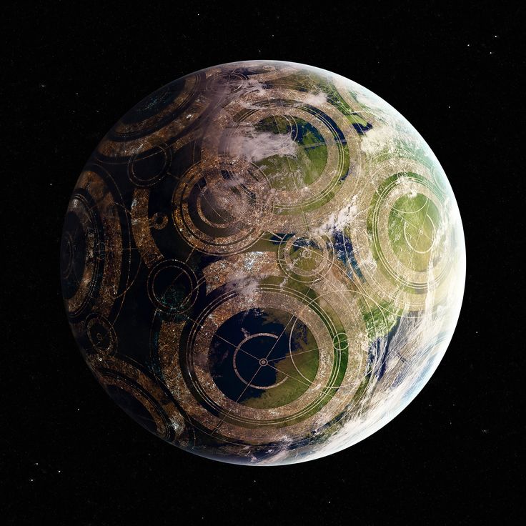 an artist's rendering of the earth from space, with many circles on it