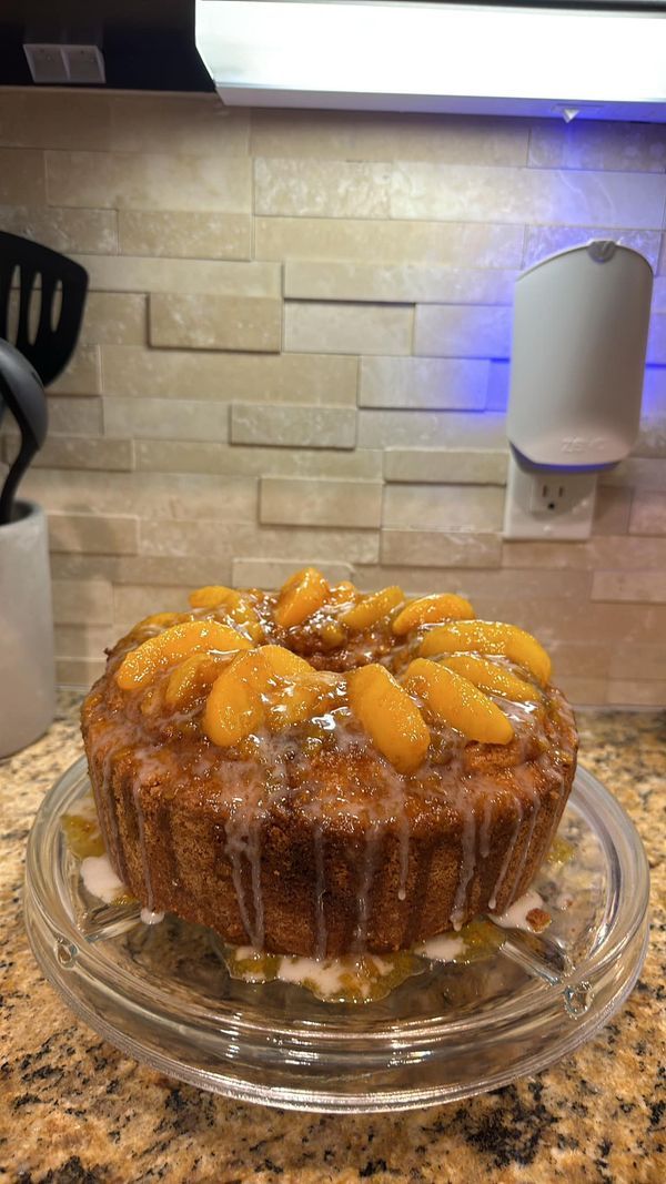 a cake sitting on top of a glass plate