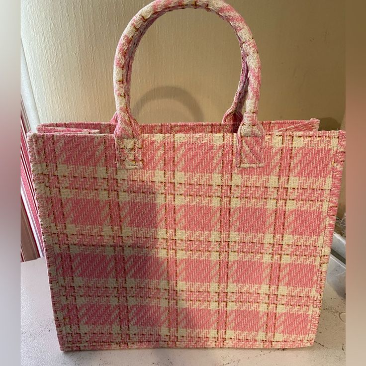 This Tote Bag Is A Bag Lovers Dream. Spacious, Stylish, And Fun, This Bag Is Bound To Get You Countless Compliments. Trendy Pink Fabric Bag, Trendy Pink Fabric Shoulder Bag, Chic Fabric Rectangular Bag, Chic Rectangular Fabric Bag, Pink Fabric Shopping Bags, Everyday Pink Fabric Bags, Pink Rectangular Fabric Shoulder Bag, Pink Fabric Rectangular Shoulder Bag, Pink Fabric Rectangular Bag