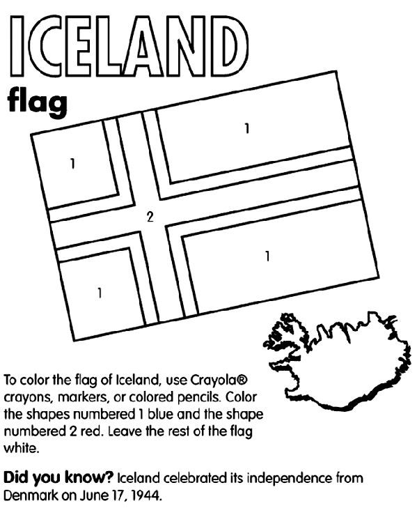 the iceland flag is shown in black and white, with an image of it's country