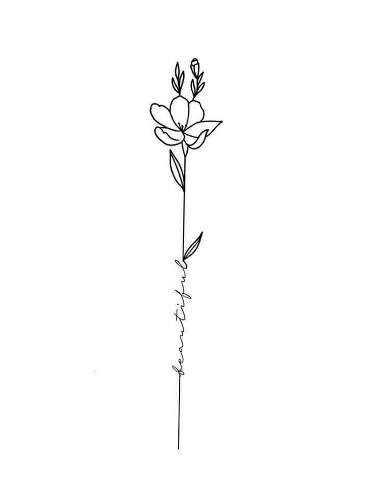 a drawing of a single flower with the word love written in cursive writing