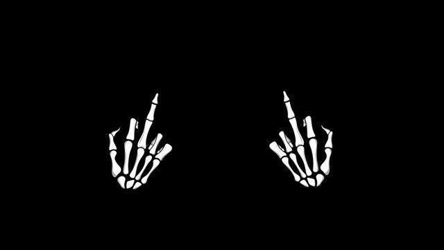 two white hands with long nails sticking out of the palm on a black background that appears to be halloween