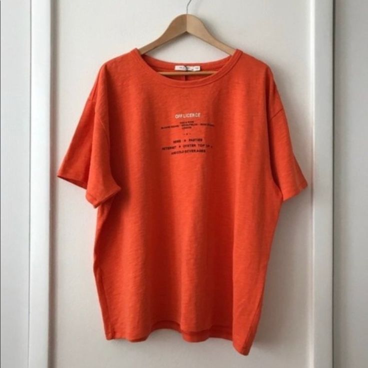 Oversized Men’s Tee Shirt. Super High Quality Tee Shirt From Great Brand. Very Oversized, Fits More Like A Medium Or Large. New With Original Tags, Never Been Worn. 100% Cotton. Reselling Because It’s Not The Best Color On Me. Drop Shoulder Text Print Tops For Loungewear, Oversized Orange T-shirt For Streetwear, Oversized Orange Summer T-shirt, Oversized Trendy Orange Tops, Oversized Orange Tops For Streetwear, Trendy Oversized Orange Top, Oversized Relaxed Tops With Letter Print, Relaxed Oversized Letter Print Tops, Oversized Orange Casual T-shirt