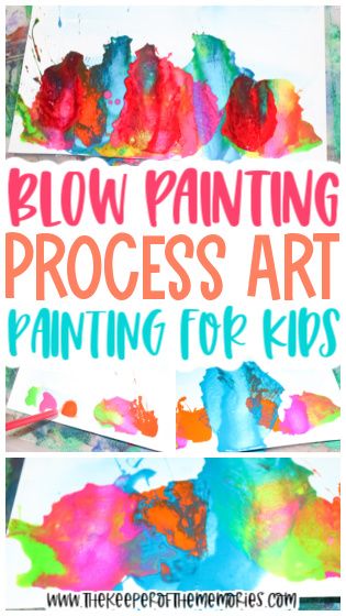 a sign that says blow painting process art for preschoolers