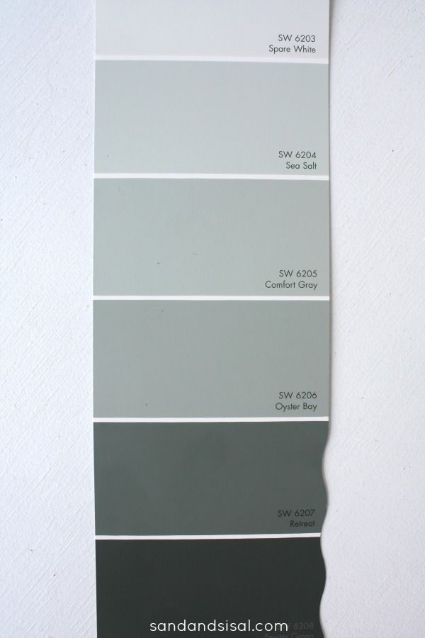 the shades of gray and white are shown in this color swat list for interior paint