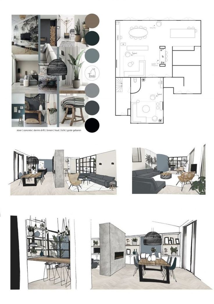 an architectural drawing shows the interior and exterior of a house, as well as several different rooms