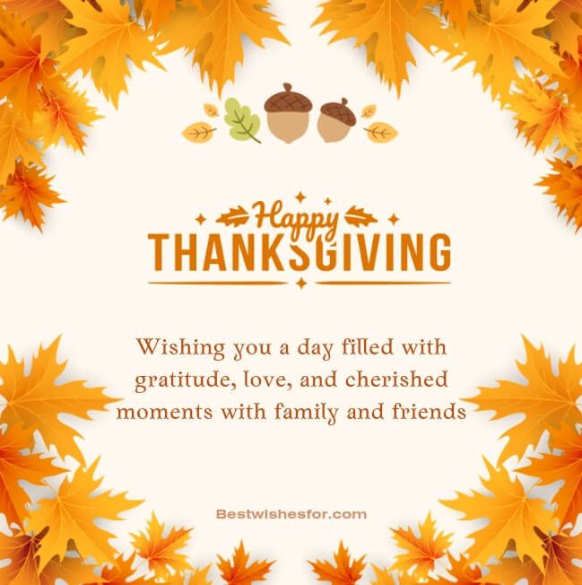 happy thanksgiving card with leaves and acorns