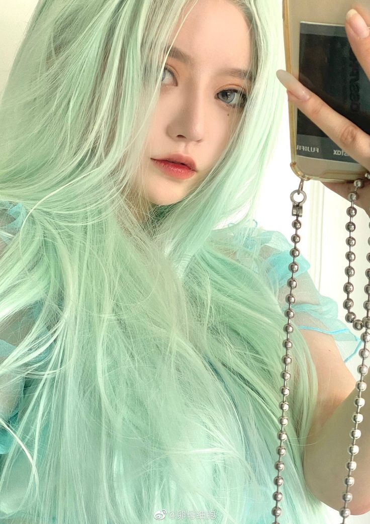 Pastel Green Hair, Mint Green Hair, Korean Hair Color, Mint Hair, Pretty Hair Color, Fluffy Hair, Pastel Hair, Dye My Hair, Hair Dye Colors