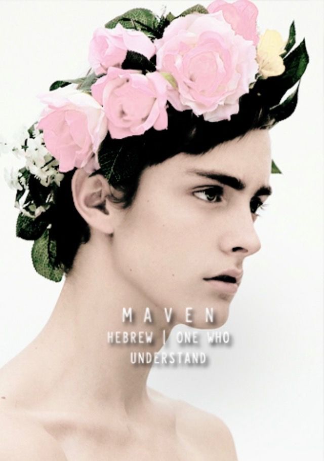 a man with flowers in his hair and the words ma aven hebrew i one who understand