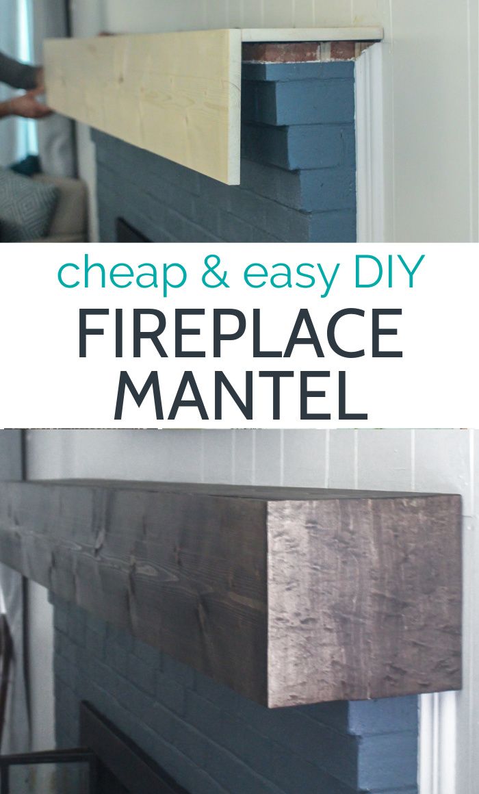 a fireplace mantel with the words cheap and easy diy fireplace mantle made out of wood