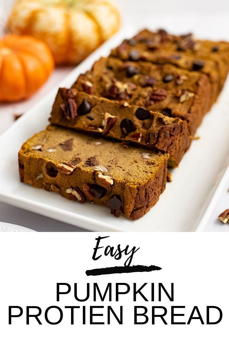 easy pumpkin protein bread on a white plate