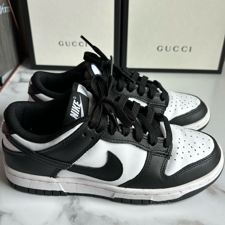 Nike Dunk Low Sneakers For Women. These Are A Size 5 And Are New In Box. Sporty High-top Black And White Skate Shoes, Casual Black And White Low-top Skate Shoes, Nike Sporty Sneakers In Black And White, Nike Sporty Black And White Sneakers, Nike Sporty Black And White Skate Shoes, Nike Black And White Sporty Sneakers, Sporty Nike Skate Shoes In Black And White, Sporty Low-top Black And White Sneakers, Sporty Black And White Low-top Sneakers