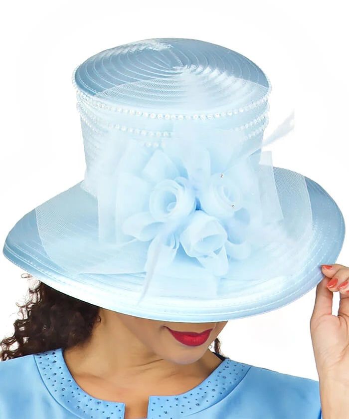 Giovanna HR22125 1 piece Brim Hat Colors: Black, Champagne, Ice Blue, Navy, Pink, White Sizes: One Size