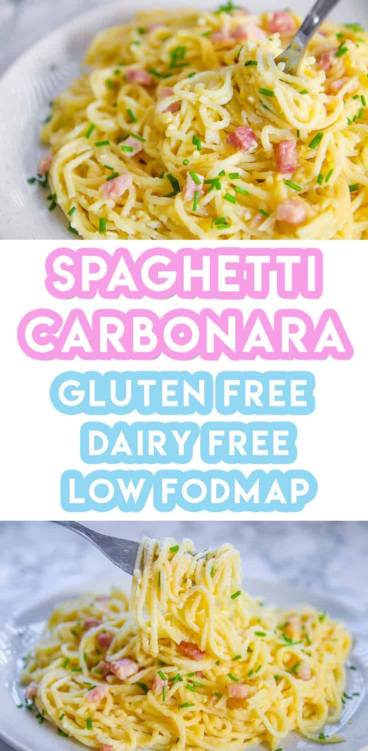 spaghetti carbonara gluen free dairy - free low fodmap recipe