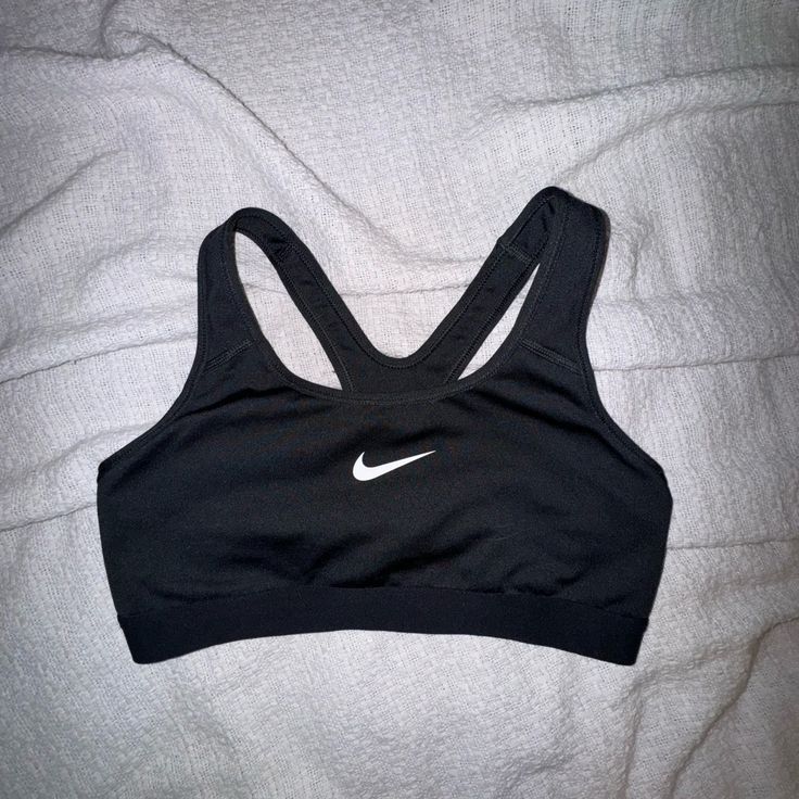 Nwot Nike Dri-Fit Sports Bra Has Slight Stretch No Padding But Enough Material To Cover Nike Black Sports Bra With Light Support, Nike Black Breathable Sports Bra, Casual Black Sports Bra With Light Support, Nike Stretch Sports Bra For Running, Black Nike Sports Bra For Sports, Nike Black Sports Bra For Athletics, Nike Sporty Seamless Activewear, Nike Casual Activewear With Light Support, Nike Sporty Workout Activewear