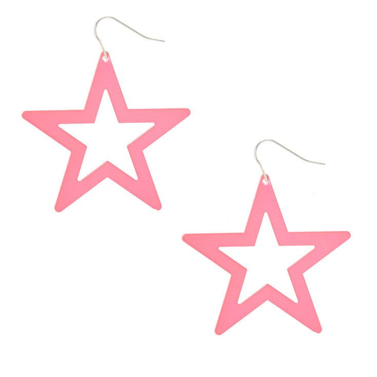 Neon Pink Star Drop Earrings Accessories Png, Star Drop Earrings, Jewelry Star, Earrings Star, Y2k Accessories, Funky Earrings, Pink Star, Earrings Inspiration, Pink Jewelry