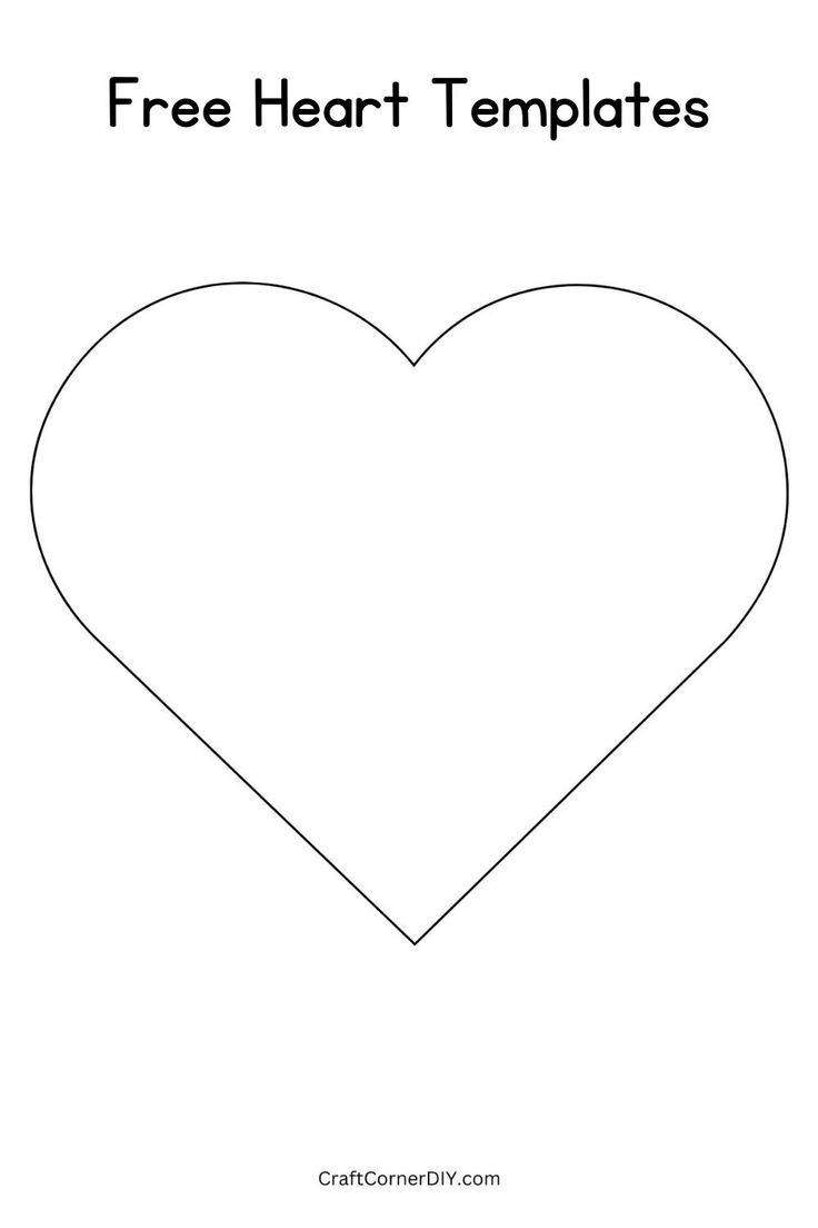 Picture of free large heart template. Heart Shaped Template Free Printable, Heart Outline Printable, Heart Person Craft, Heart Sewing Patterns Printable, Free Heart Templates Free Printables, Outline Of A Heart, Free Heart Printables Templates, Heart Shape Template Free Printable Valentines Day, Heart Shape Printable Free