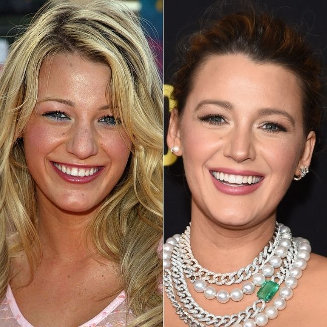 two women with necklaces and pearls on their neck, one smiling at the camera