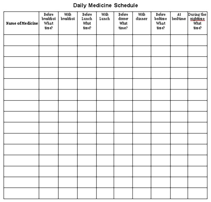 the daily medicine schedule is shown in this image