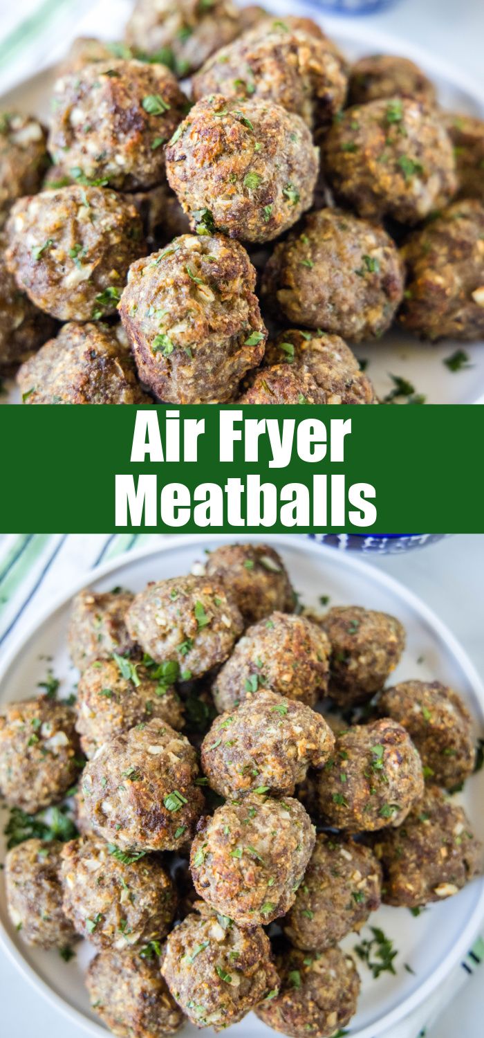 air fryer meatballs on a white plate