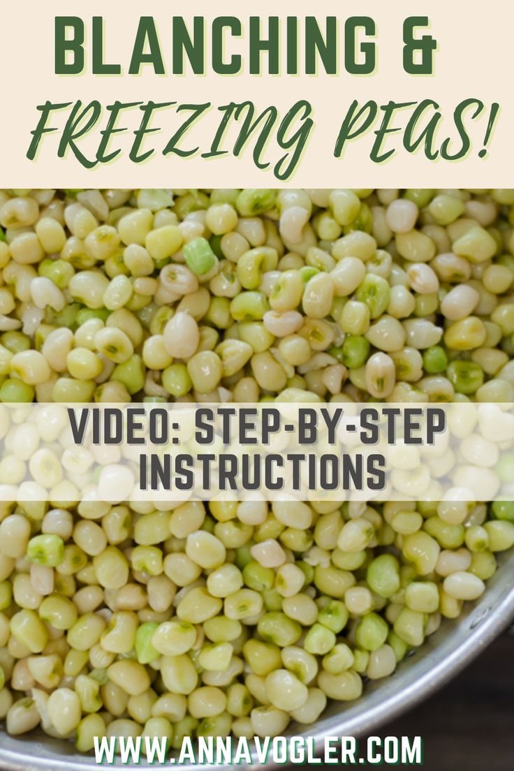 a bowl full of peas with text overlay that reads, balancing and freezing peas video step - by - step instructions