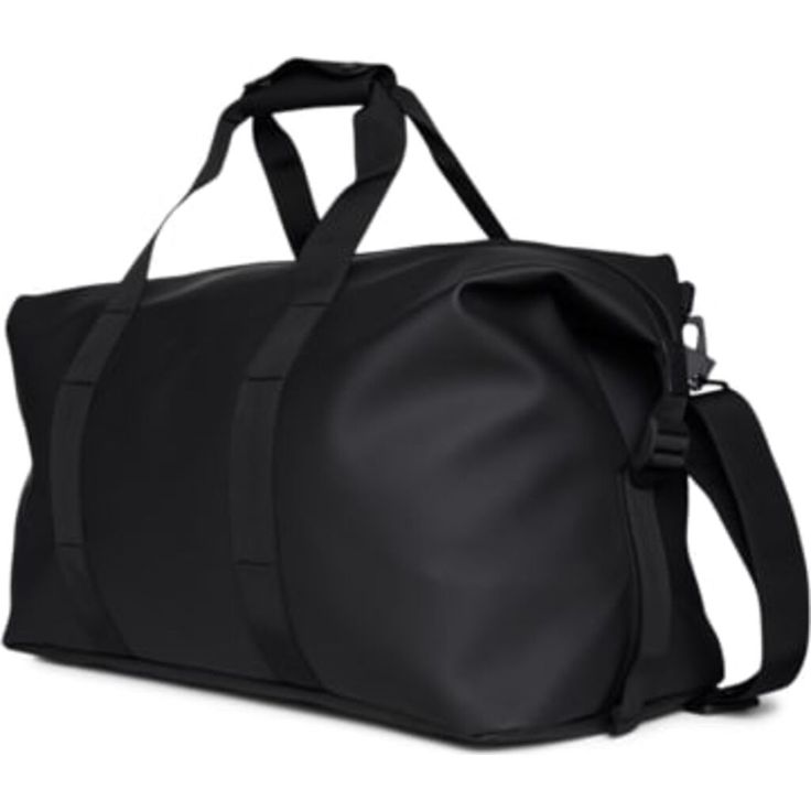 a black duffel bag on a white background