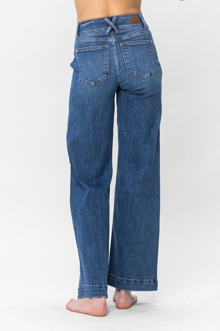 A great pair of Judy Blue jeans! Soft, stretchy and so comfortable! Double button closure and wide leg! Rise 10.75", Inseam 32" Judy Blue Jeans, Loose Pants, Trouser Jeans, Wide Leg Jeans, Long Tops, Denim Dress, Leg Jeans, Sweater Top, Jumpsuit Romper