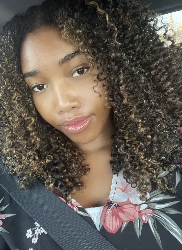 3c/4a Natural Curly Hair Pintura Highlights 2022 4a Hair With Highlights, 4a Dyed Hair, Coily Highlights, 4b Highlights Natural Hair, Highlights Black Women Natural Hair, 4c Highlights Natural Hair, Natural Hair Highlights Black Women, Pintura Highlights Curly, Afro Highlights