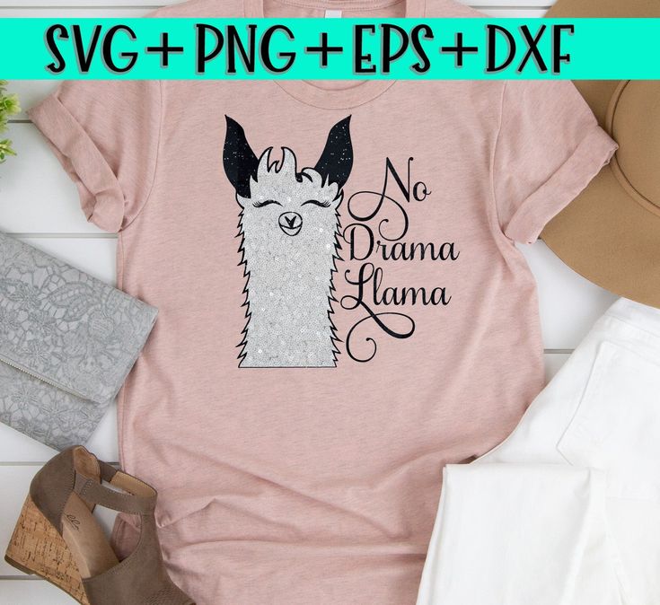 a pink shirt with an image of a llama and the words no drama lamaa on it