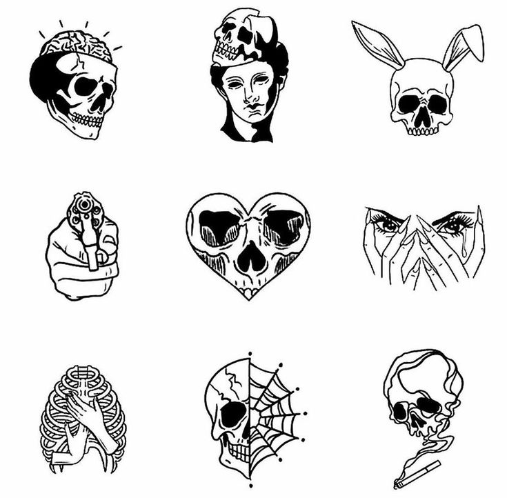 six different types of tattoos on white paper