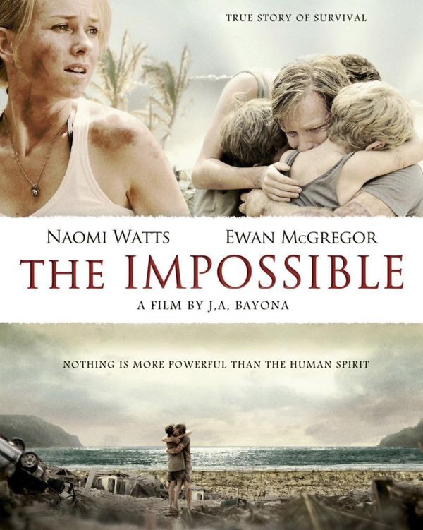 the impossible movie poster with two women hugging each other and one man standing in front of them