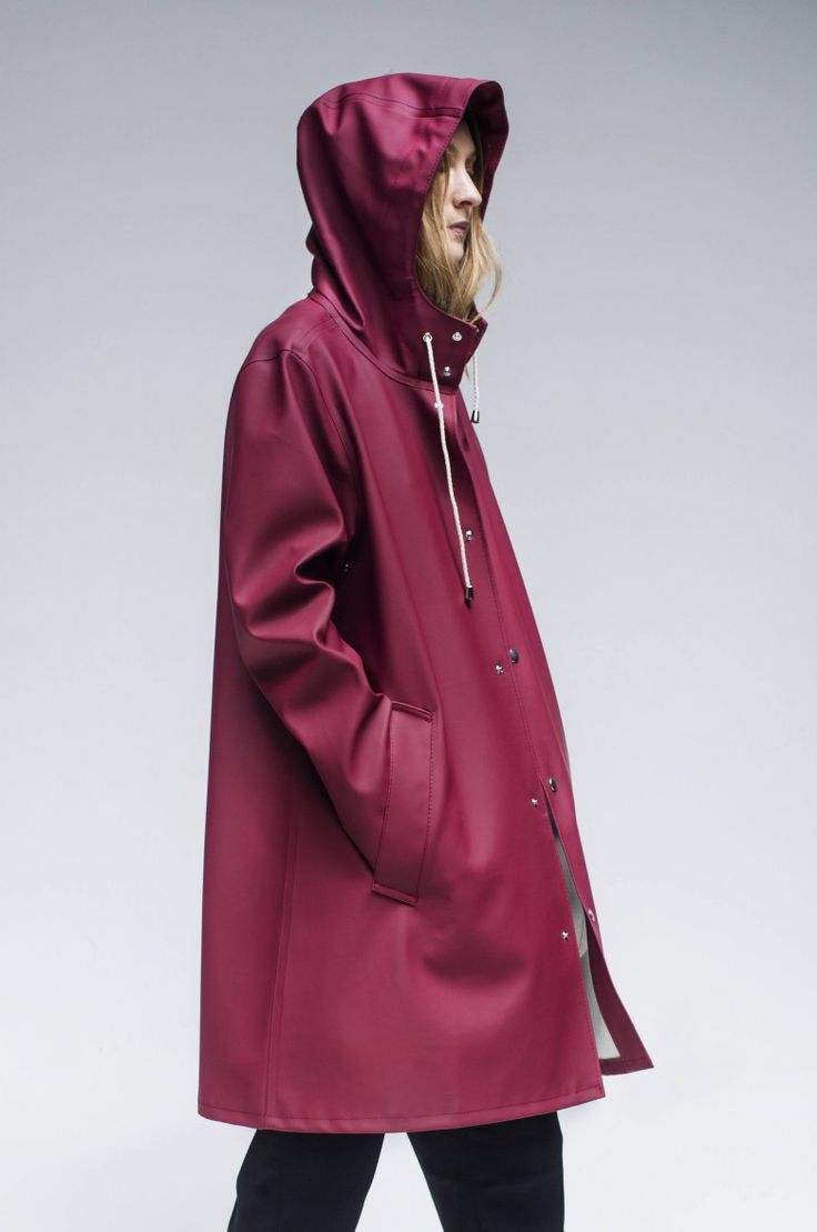 Stutterheim Mosebacke Burgundy – Stutterheim Raincoats Winter Raincoat With Button Closure, Hooded Raincoat With Button Closure For Fall, Winter Outdoor Raincoat With Button Closure, Stutterheim Mosebacke, Stutterheim Raincoat, Raincoats For Women, Waterproof Boots, Stockholm, Looks Great