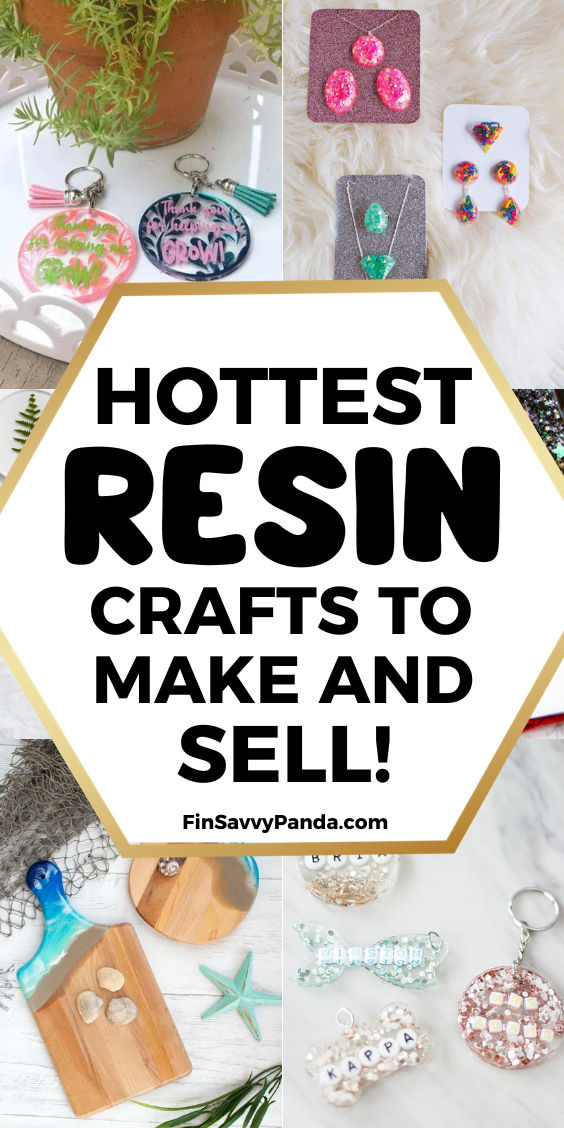 the words hottest resin crafts to make and sell on top of pictures of jewelry