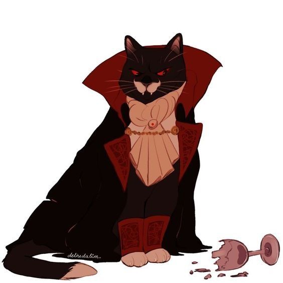 a black cat sitting on top of a floor next to a mouse and wearing a red cape